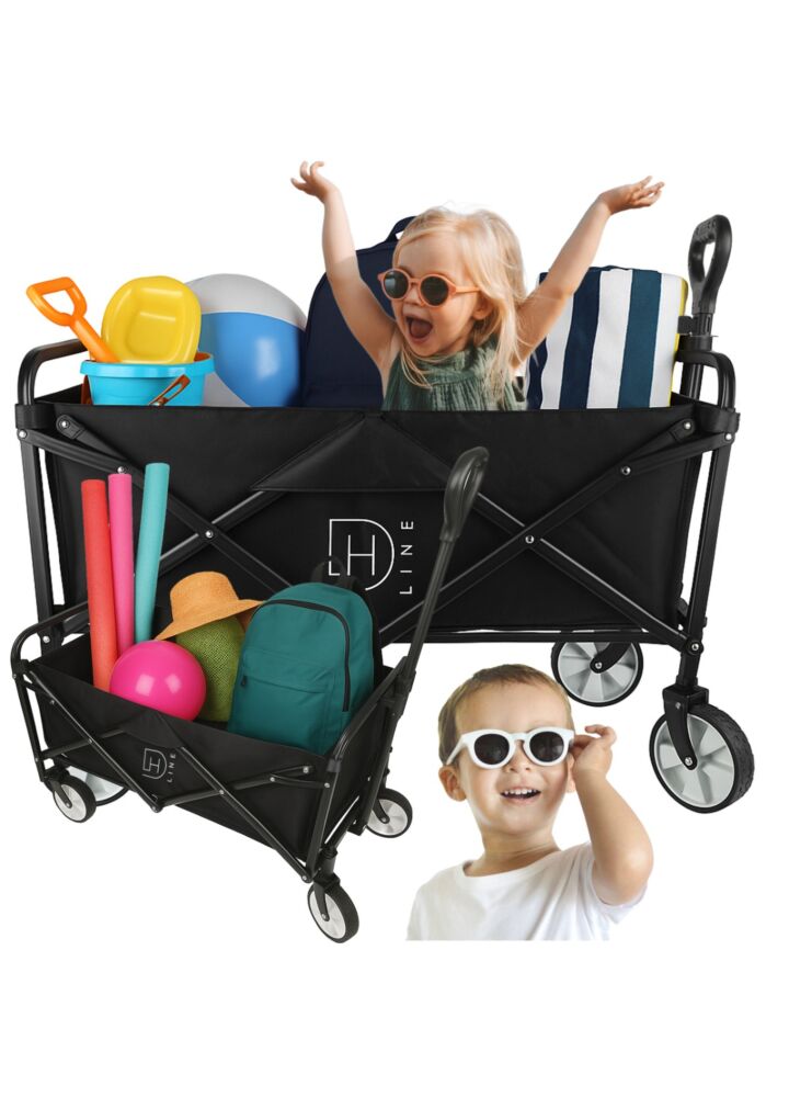 DH Line CART 90 wózek transportowy turystyczny plażowy kempingowy ogrodowy z rączką 4-kółkowy składany do 60 kg
