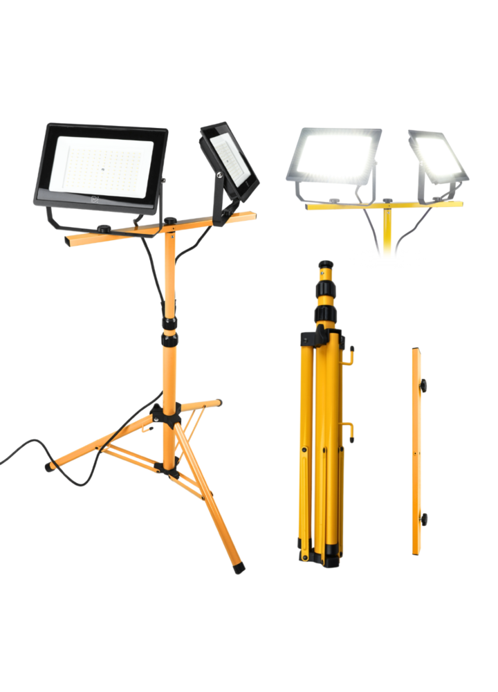 DH Line H200 work lamp construction halogen LED floodlight 2x100W IP65 tripod stand 3 m cable set