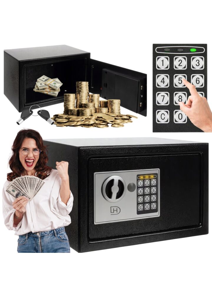 DH Line Safe Case 20 sejf domowy kasetka zamek elektroniczny szyfr 2 klucze kod kasa pancerna 31x20x20 cm