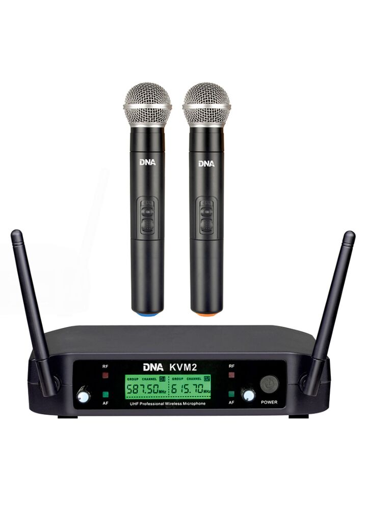 DNA KVM 2 mikrofon bezprzewodowy 2x nadajnik doręczny system nagłośnienia UHF 518-542 MHz