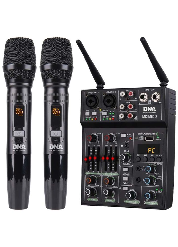 DNA MIXMIC 2 audio mixer USB Bluetooth + 2x wireless microphone set
