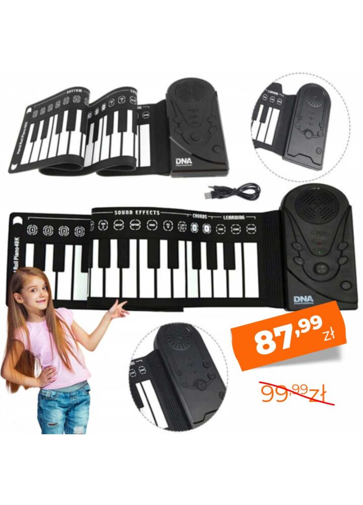 DNA ROLL 49 keyboard zwijany gumowy przenośny klawisze organy