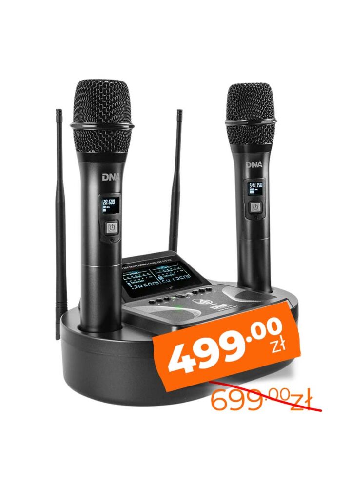 DNA UMA VOCAL SET mikrofon bezprzewodowy 2x nadajnik doręczny system nagłośnienia UHF