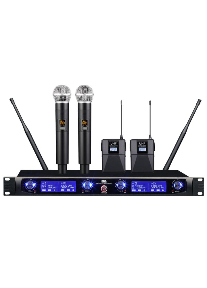 DNA WM4 VOCAL HEAD SET MIX mikrofon bezprzewodowy 2x nadajnik doręczny 2x nadajnik nagłowny + bodypack podwójny zestaw system nagłośnienia