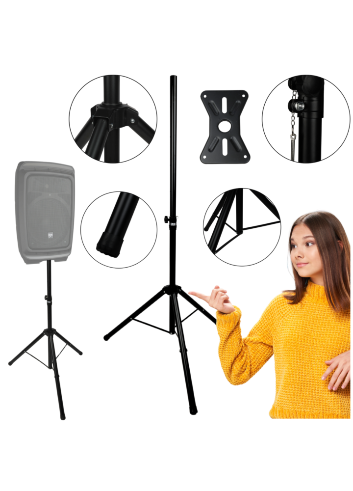 DNA BOX2 stojak tripod statyw kolumnowy żelazny czarny podstawa kolumnowa pin zabezpieczający do 30 kg