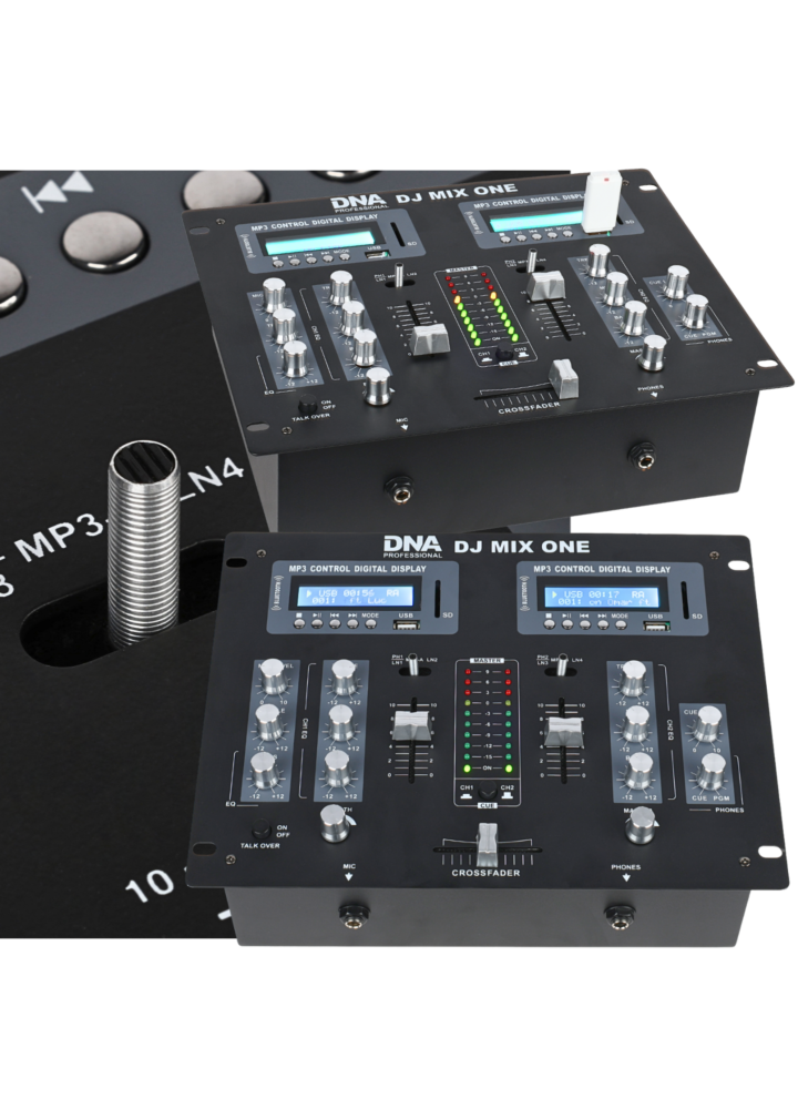 DNA DJ MIX ONE analogowy mikser dźwięku stereo Bluetooth USB SD crossfader 2 kanały 2x odtwarzacz MP3