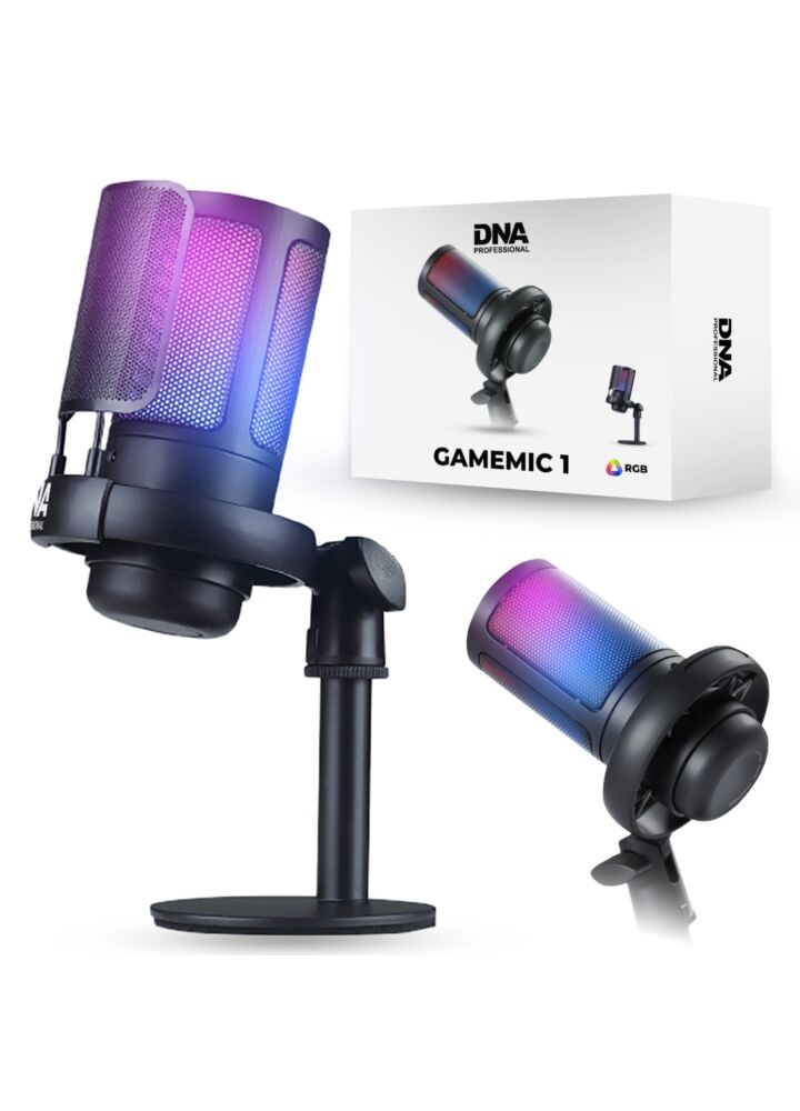 DNA GAMEMIC 1 mikrofon pojemnościowy USB RGB do komputera gamingowy studyjny przewodowy uchwyt mikrofonowy statyw biurkowy pop filtr zestaw