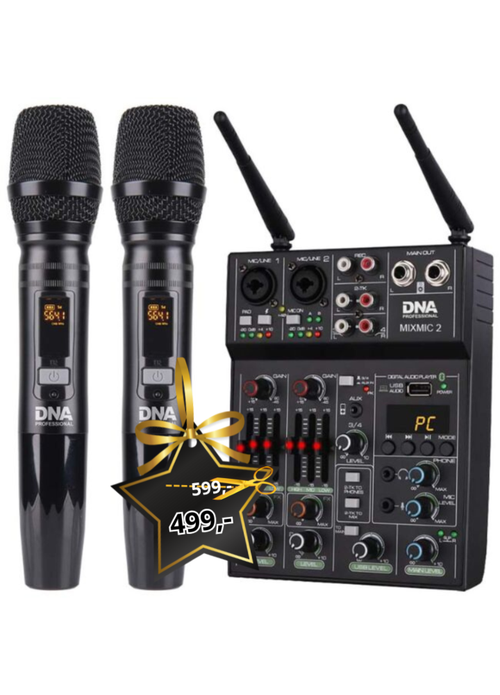 DNA MIXMIC 2 mikser audio USB Bluetooth + 2x mikrofon bezprzewodowy zestaw