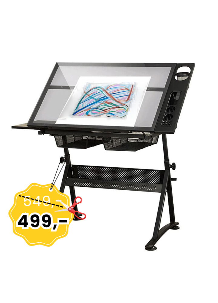 DNA PRO DESK 1 biurko stół kreślarski z szufladami szkło hartowane 120x60 cm