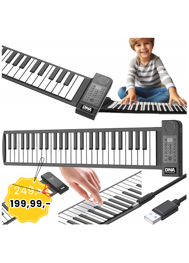 DNA ROLL 61 V2 keyboard zwijany silikonowy przenośny bateryjny klawisze organy