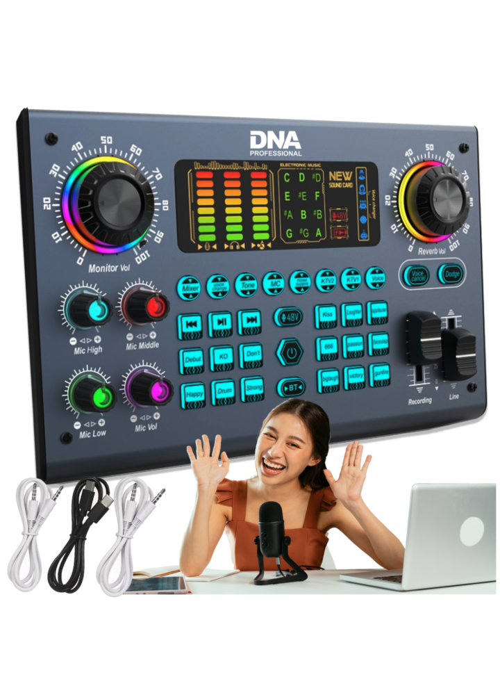 DNA SC TWO external sound card digital battery-powered Bluetooth audio interface DSP USB-C Phantom 15 sound effects live streaming