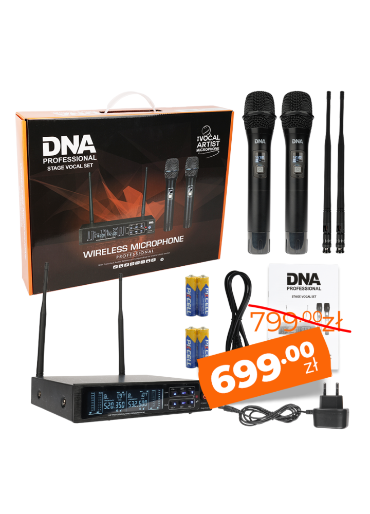 DNA STAGE VOCAL SET mikrofon bezprzewodowy doręczny podwójny zestaw 2x nadajnik