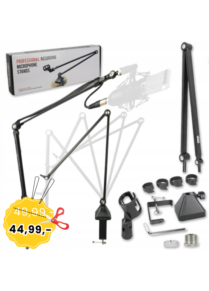 DNA TMS1 statyw mikrofonowy biurkowy wysięgnik ramię czarny solidny do 2 kg opaski zaciskowe zestaw