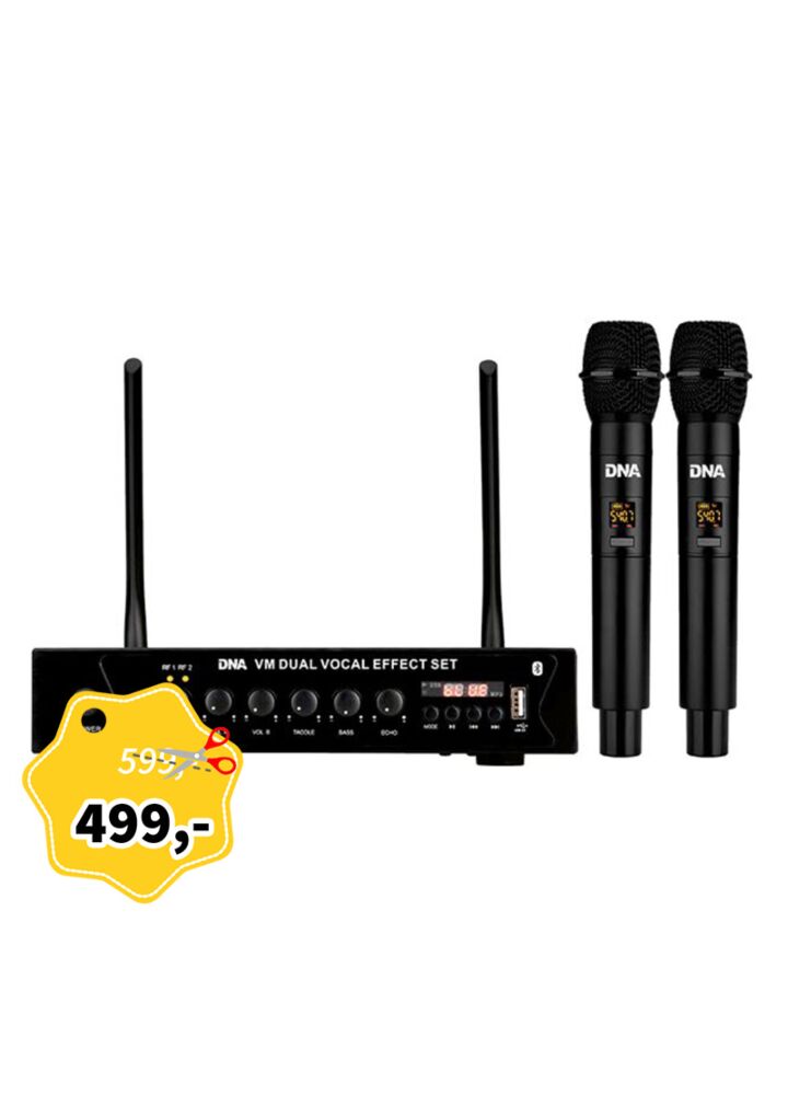 DNA VM DUAL VOCAL EFFECT SET mikrofon bezprzewodowy 2x nadajnik doręczny system nagłośnienia 518-542 MHz USB Bluetooth