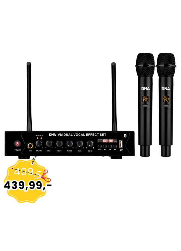 DNA VM DUAL VOCAL EFFECT SET mikrofon bezprzewodowy 2x nadajnik doręczny system nagłośnienia 518-542 MHz USB Bluetooth