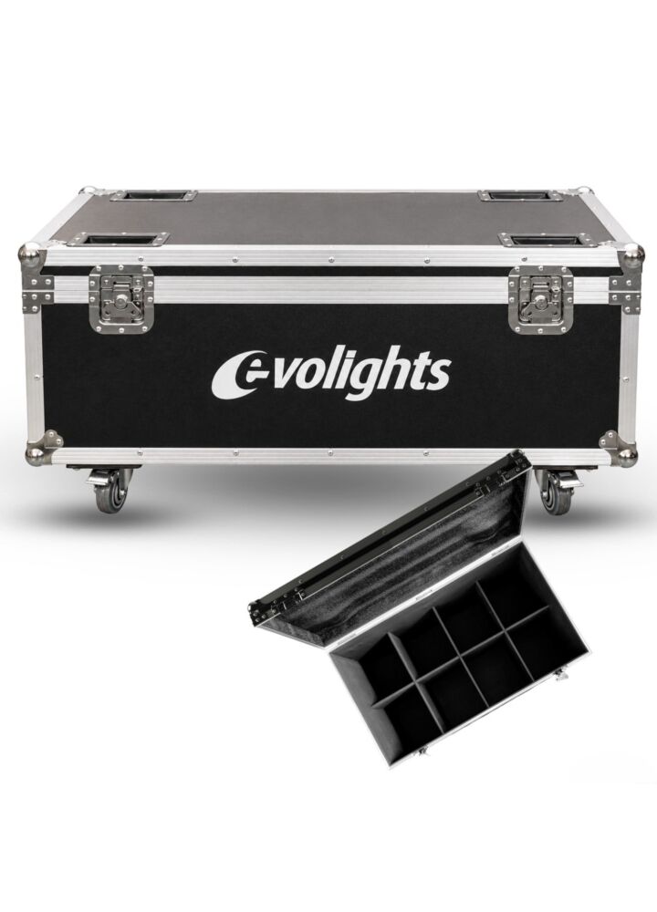 EVOLIGHTS GLACIER 18 CASE 8IN1 skrzynia transportowa na 8 reflektorów scenicznych 4 kółka mechanizm blokady