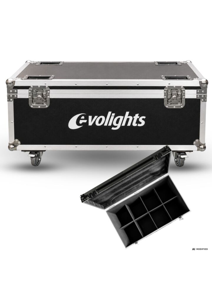 EVOLIGHTS GLACIER 18 CASE 8IN1 skrzynia transportowa na 8 reflektorów scenicznych 4 kółka mechanizm blokady