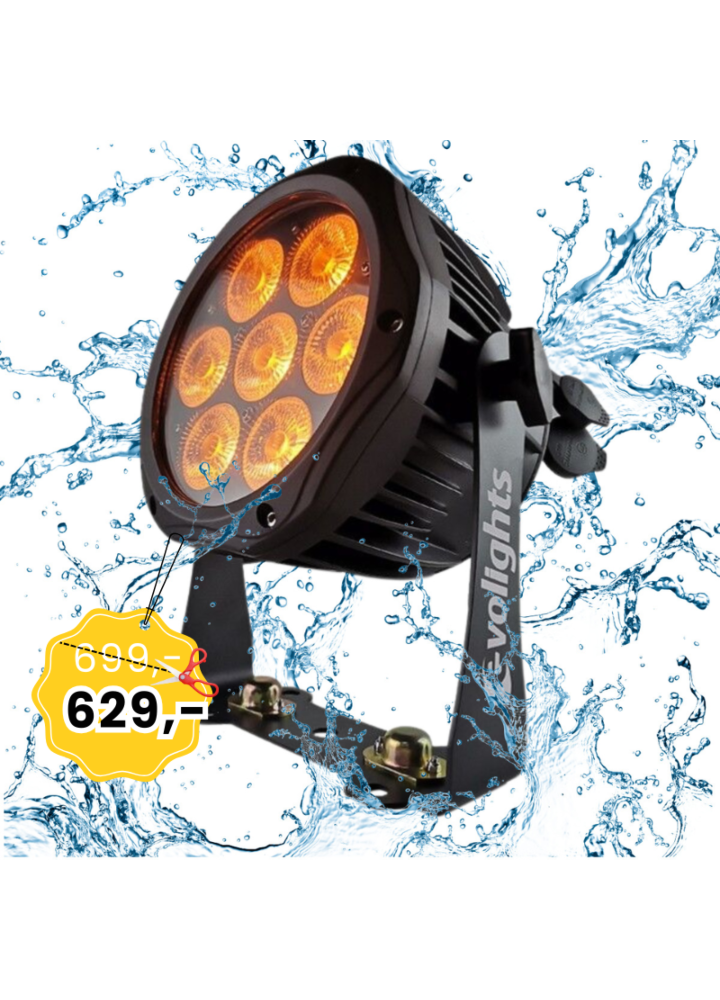 EVOLIGHTS GLACIER 7 LED PAR 7x10W RGBWA-UV IP65 oświetlenie sceniczne zewnętrzne