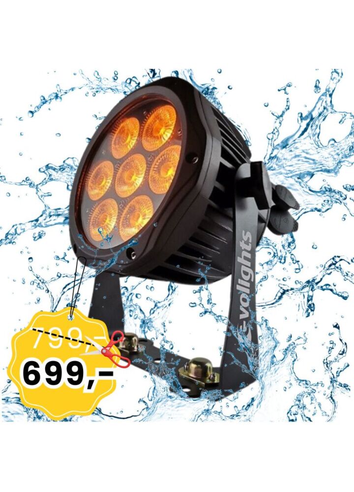 EVOLIGHTS GLACIER 7 LED PAR 7x10W RGBWA-UV IP65 oświetlenie sceniczne zewnętrzne