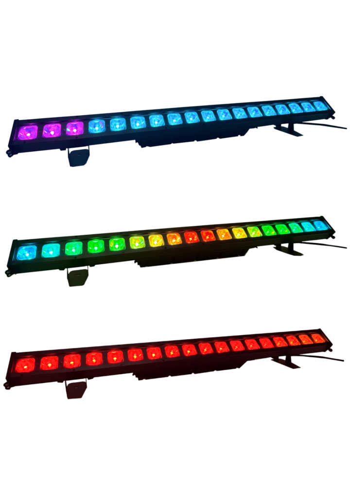 EVOLIGHTS GLACIER BAR 18 RGBA listwa oświetleniowa IP65 DMX łącznik 2x uchwyt montażowy 18x10W LED