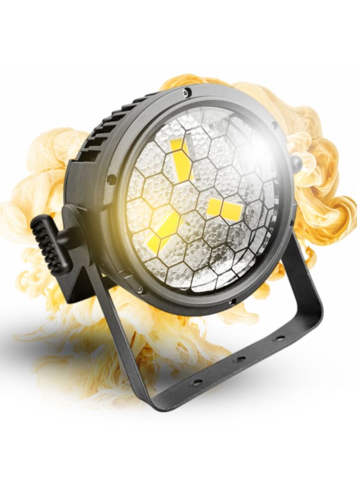 EVOLIGHTS LUMEN PAR IP65 reflektor vintage zewnętrzne oświetlenie sceniczne retro COB LED DMX 3x30W WW + 30x0,3W SMD 5050 RGB efekt tła uchwyt montażowy