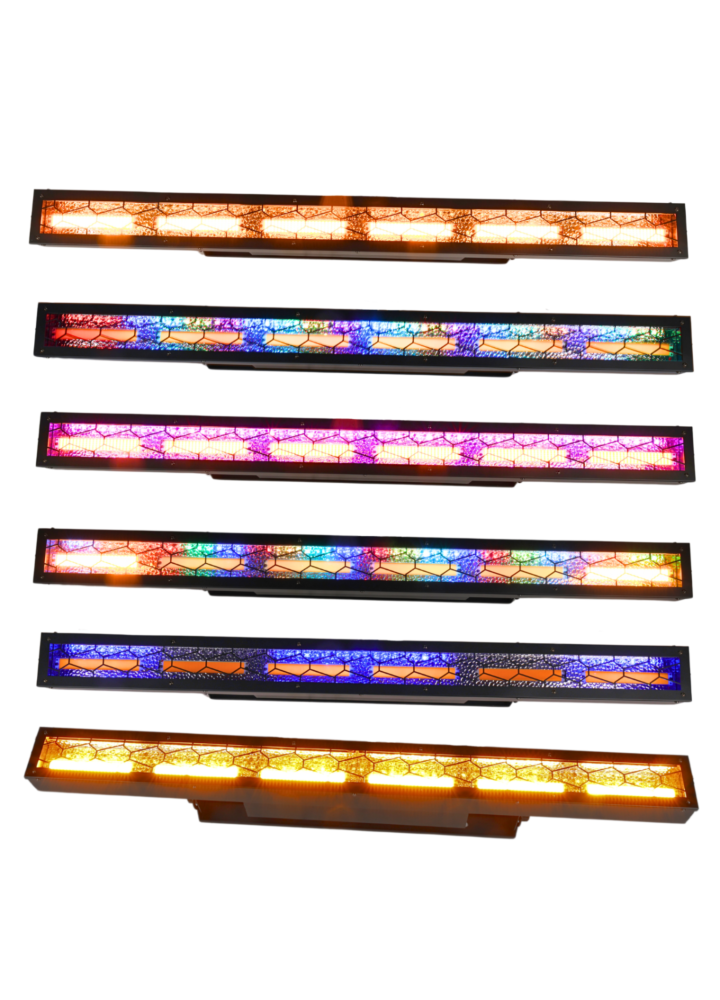 EVOLIGHTS LUMEN PIX HALO BAR listwa oświetleniowa retro LED ciepła biel efekt tła oświetlenie sceniczne vintage dekoracja światłem 6x50 WW + 440x0,2W RGB