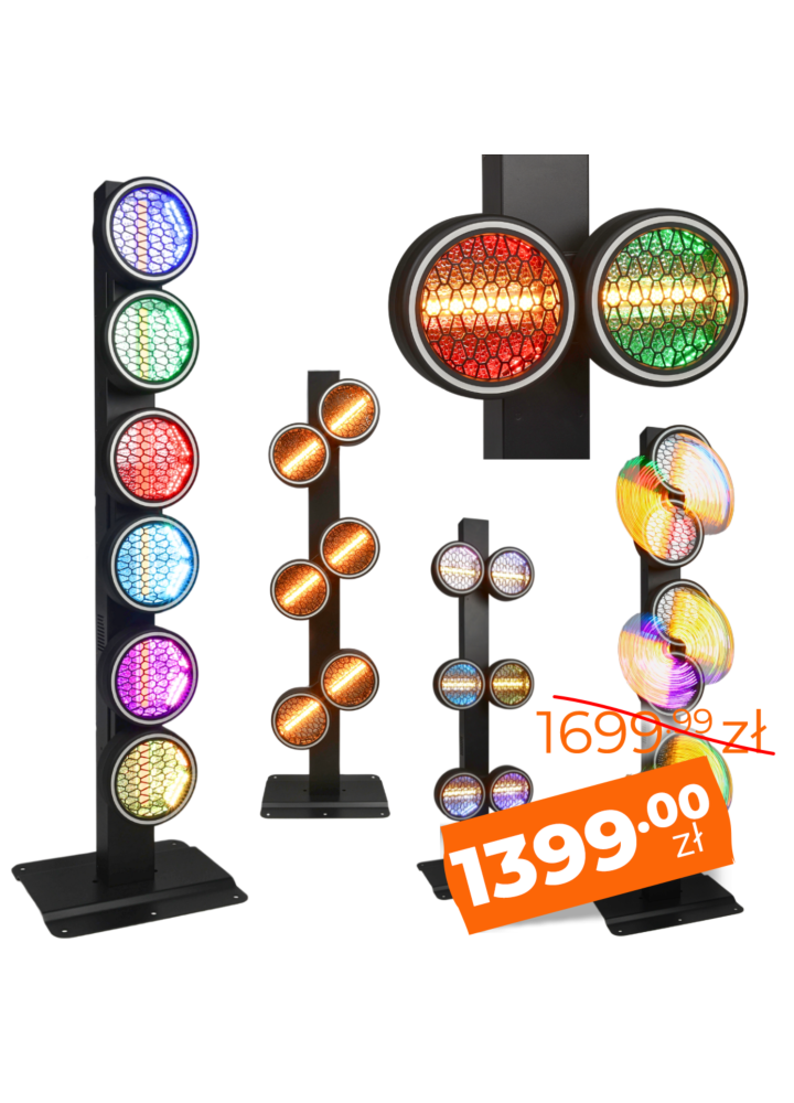 EVOLIGHTS LUMEN ROTO ruchome oświetlenie sceniczne LED retro vintage 6x40W WW+192x0,5W RGB+186x0,2W RGB efekt tła ring ciepły biały 2x uchwyt montażowy omega