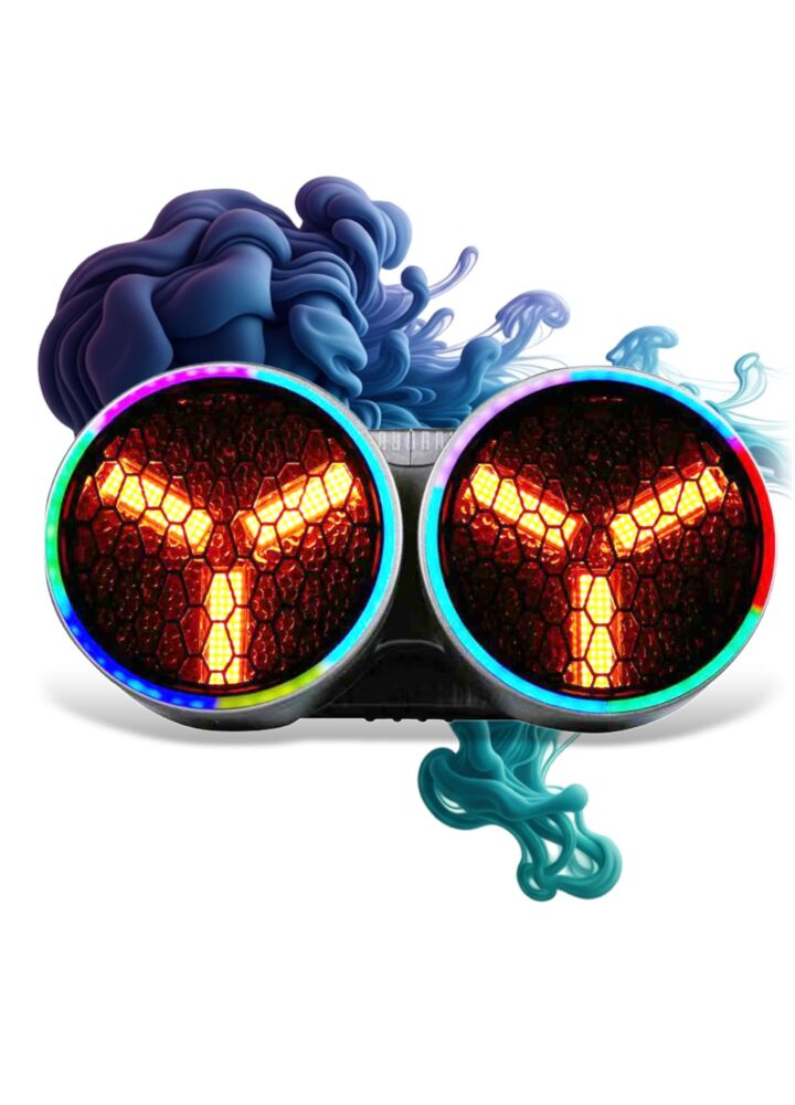 EVOLIGHTS LUMEN ROTO DUO ruchomy efekt oświetleniowy LED DMX nieskończona rotacja 6x40W WW + 62x0,5W RGB efekt ring uchwyt montażowy omega