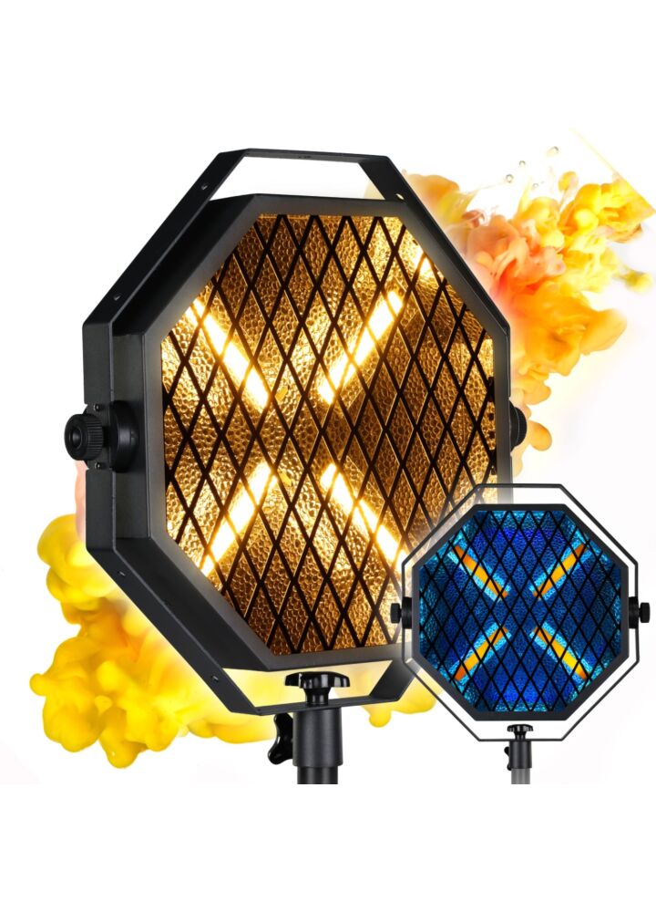 EVOLIGHTS LUMENO X V2 reflektor vintage oświetlenie sceniczne retro ciepła biel efekt tła 4x60W WW LED + 48x0,2 RGB LED