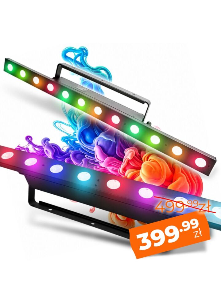 EVOLIGHTS PIXEL BAR 12x4W RGBA listwa oświetleniowa oświetlenie dekoracyjne LED DMX Pixel Control uchwyt montażowy