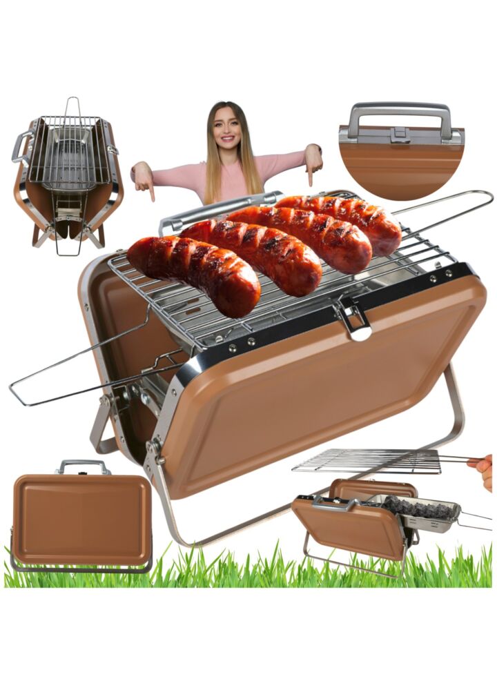 DH Garden Grill Opal "S lux" coffee mini grill brązowy składany lekki przenośny walizka na balkon Święta kemping prezent
