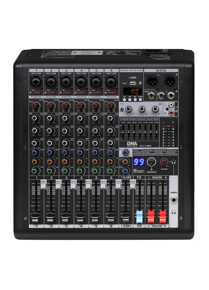 DNA HLC 6 MK2 analogowy mikser dźwięku 6 kanałów USB MP3 Bluetooth Phantom DSP