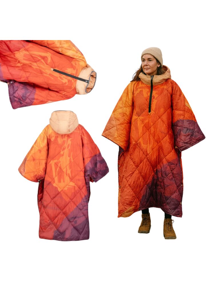 DH Garden Poncho Kanjon 145x115 cm kurtka płaszcz peleryna z kapturem duża kieszeń na zamek
