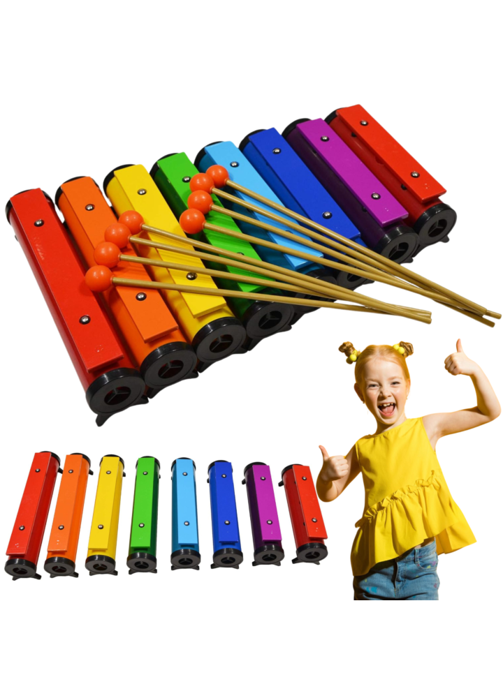 V-TONE TB8 dzwonki na tubach diatoniczne kolorowe 8 szt. pałeczki do gry pokrowiec zestaw dla dzieci
