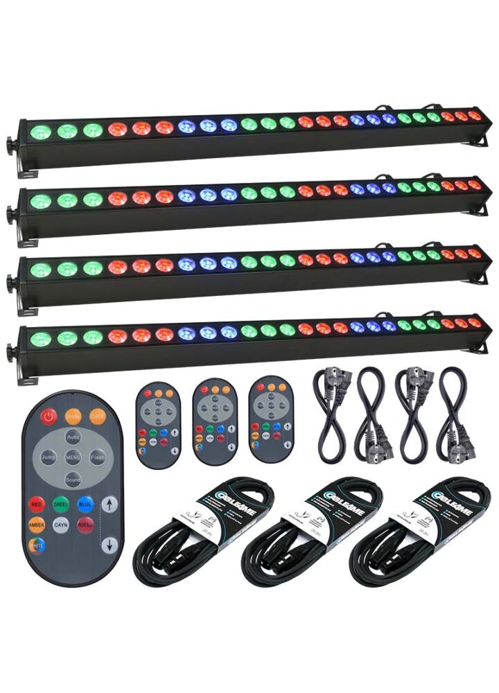 LIGHT4ME DECO BAR 24 RGB IR listwa belka LED + pilot 4 sztuki + 3 sztuki przewód DMX
