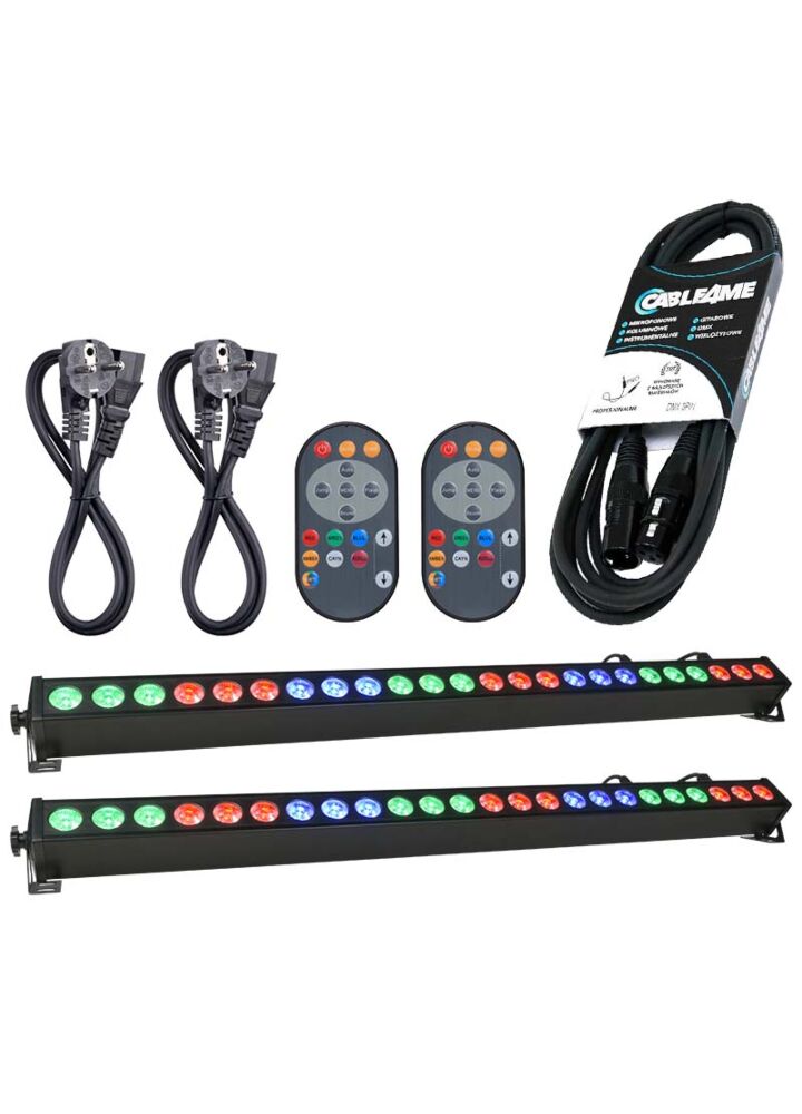 LIGHT4ME DECO BAR 24 RGB IR listwa belka LED + pilot 2 sztuki + przewód DMX