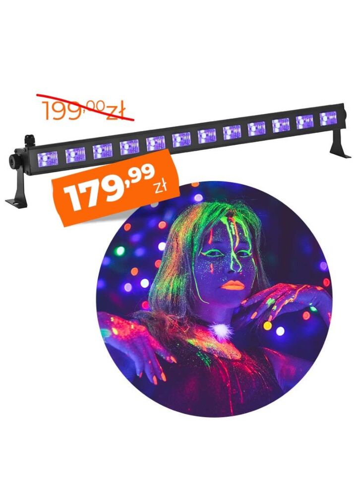 LIGHT4ME LED BAR UV 12 + WHITE listwa belka LED 12x3W ultrafiolet + biały