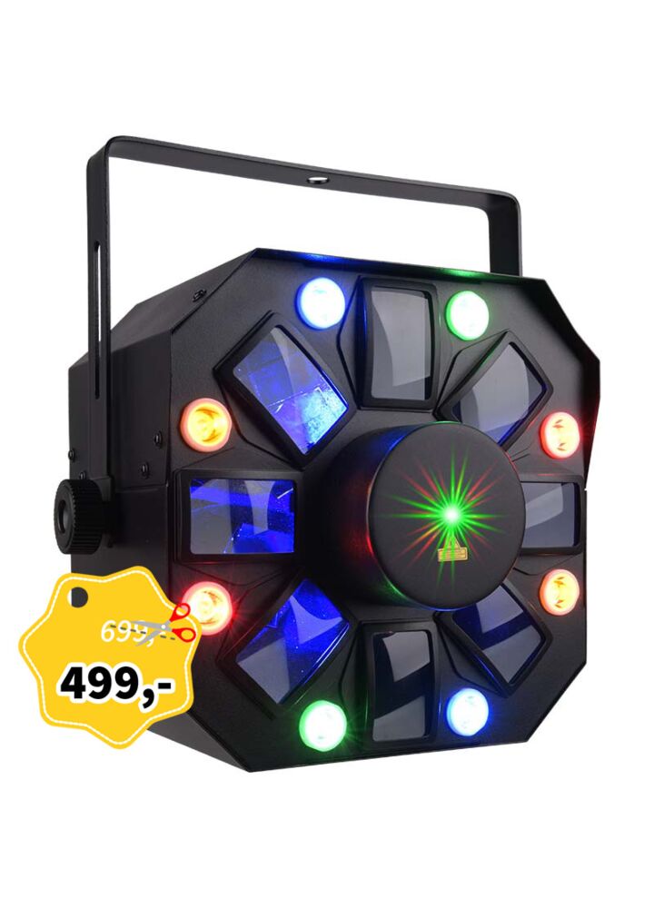 LIGHT4ME OCTALED efekt świetlny disco RGBWA flower laser stroboskop