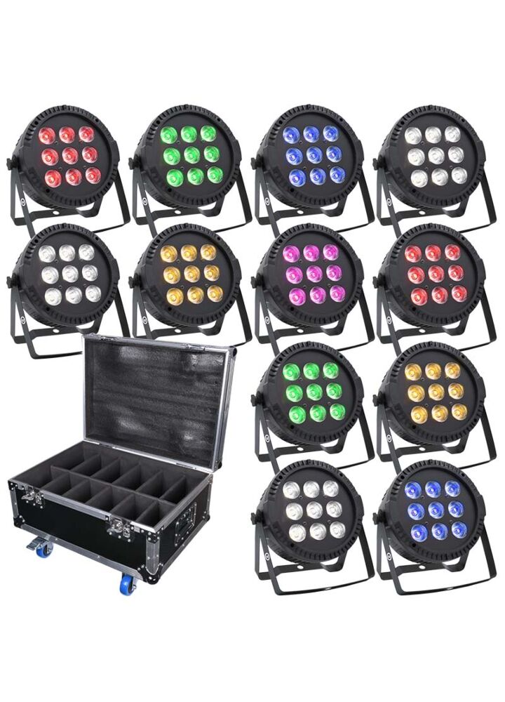 LIGHT4ME PAR RGBW 9x10 reflektor sceniczny LED 12 szt. + case