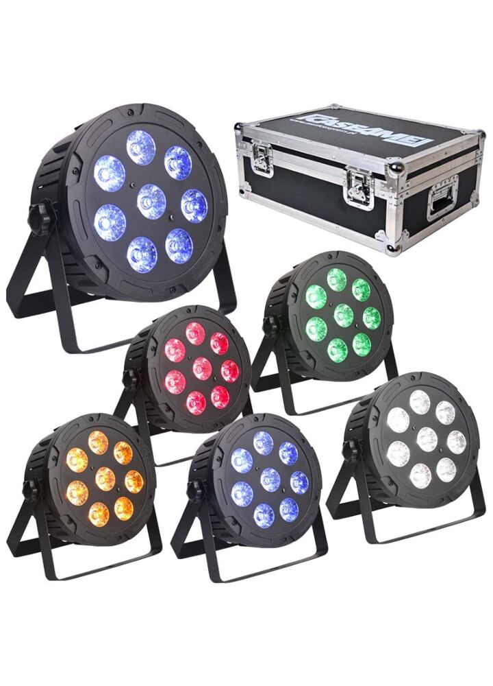LIGHT4ME QUAD PAR 8x10W MKII RGBW LED slim płaski 6 szt. + case