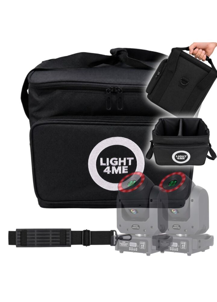 LIGHT4ME 100 SPOT RING BAG 2IN1 torba transportowa na 2 głowice ruchome odczepiana przegroda wewnętrzna pasek na ramię 34 × 28 × 31 cm