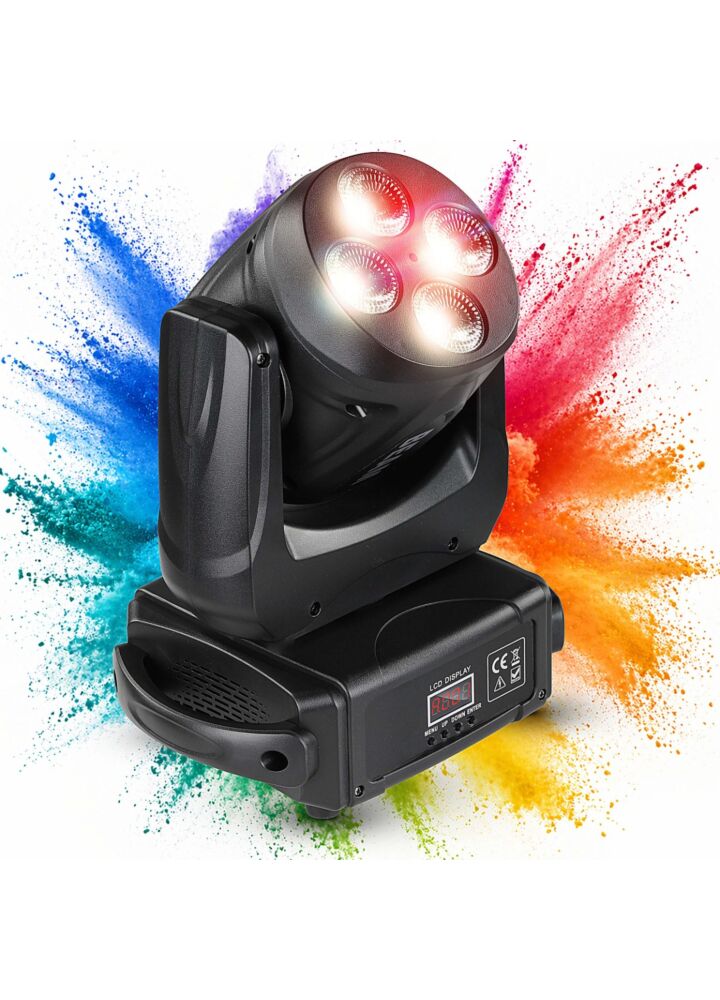 LIGHT4ME 408 WASH 4x8W RGBW mini głowica ruchoma wash oświetlenie sceniczne LED DMX uchwyt montażowy omega