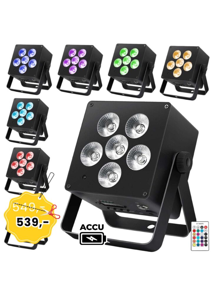 LIGHT4ME ACCU PAR RGBWA-UV reflektor bateryjny 4400 mAh oświetlenie sceniczne efekt świetlny 6x6W LED