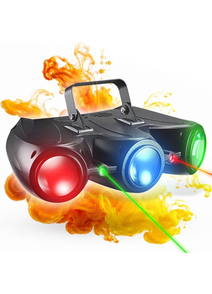 LIGHT4ME AIRSHIP 3 multiefekt oświetleniowy 2w1 oświetlenie sceniczne LED DMX 192x0,064W R/G/B/W laser czerwony 100 mW laser zielony 30 mW uchwyt montażowy