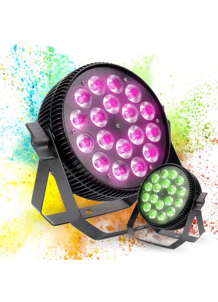 LIGHT4ME ALU TETRA RGBW PAR 18x10W reflektor sceniczny oświetlenie imprezowe DJ LED DMX uchwyt montażowy sterowanie dźwiękiem