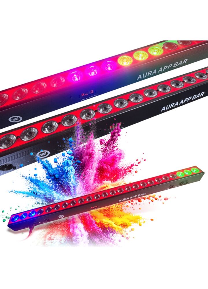LIGHT4ME AURA APP BAR listwa oświetleniowa dekoracja świetlna LED DMX Bluetooth efekt aura 24x4W RGBW+96x0,2W RGB SMD 5050 pilot bezprzewodowy sterowanie aplikacją mobilną