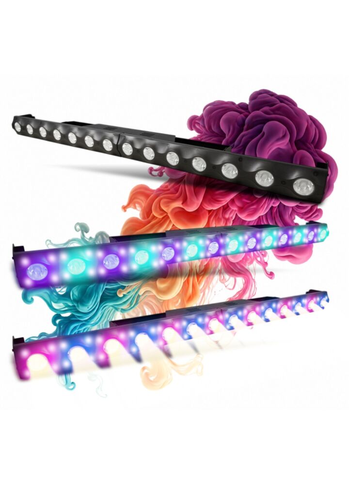 LIGHT4ME AURA BAR V3 listwa oświetleniowa oświetlenie dekoracyjne LED DMX 14x3W WW + 56x0,3W SMD 5050 RGB efekt aura uchwyt montażowy