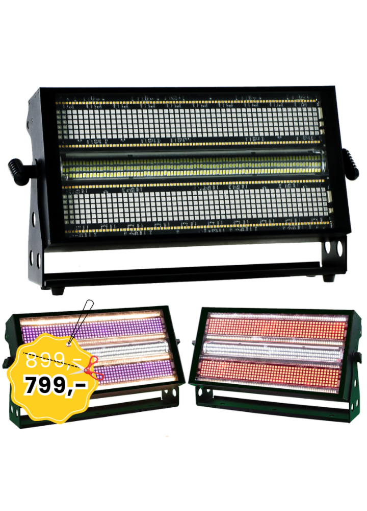 LIGHT4ME AURORA STROBE stroboskop oświetlenie sceniczne efekt świetlny LED 560x1W CW/A + 600x0,2W RGB