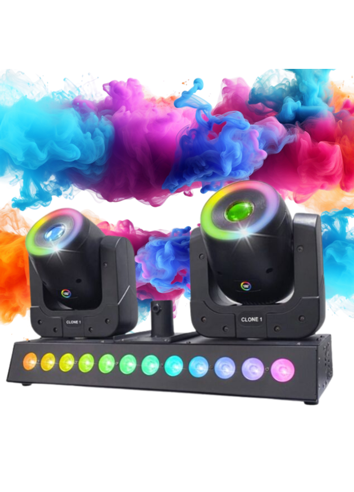 LIGHT4ME CLONE 1 efekt świetlny LED RGBW 2x głowica ruchoma wash oświetlenie sceniczne pilot