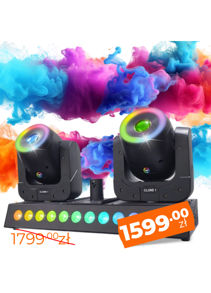 LIGHT4ME CLONE 1 efekt świetlny LED RGBW 2x głowica ruchoma wash oświetlenie sceniczne pilot